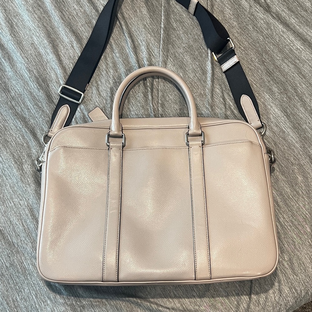 Coach Slim Brief in Crossgrain Leather Laptop Bag - Grey Birch - Picture 3 of 10
